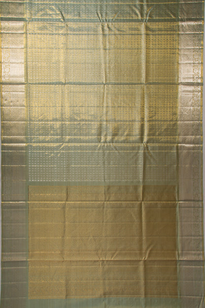 Kanchipuram Silk Tissue Checks And Butta Green Saree