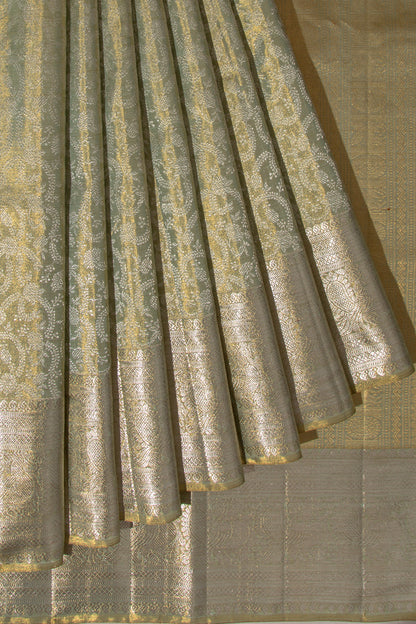 Kanchipuram Silk Tissue Brocade Green Saree