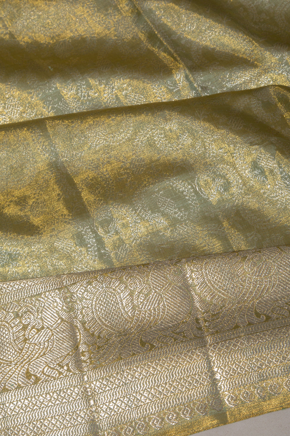 Kanchipuram Silk Tissue Brocade Green Saree