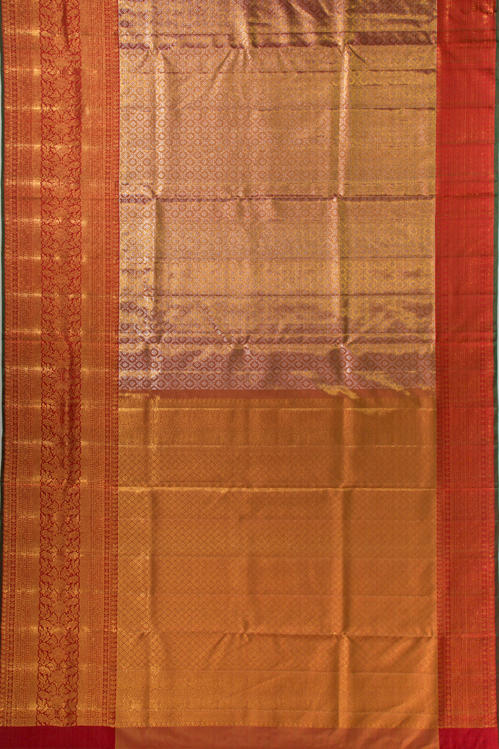 Kanchipuram Silk Tissue Brocade Orange Saree