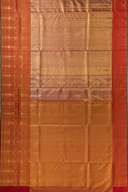 Kanchipuram Silk Tissue Brocade Orange Saree