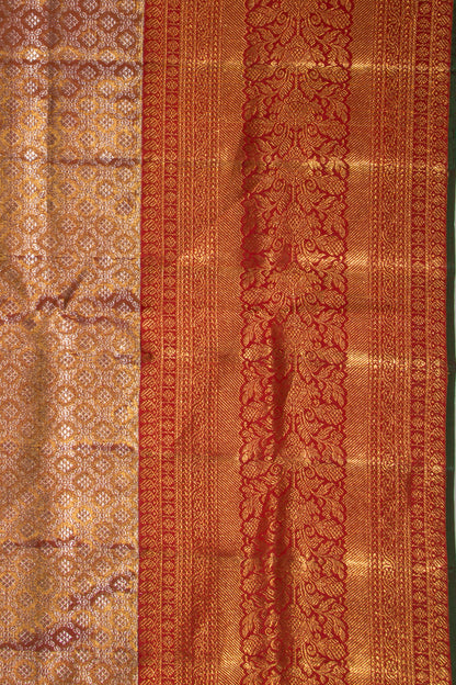 Kanchipuram Silk Tissue Brocade Orange Saree
