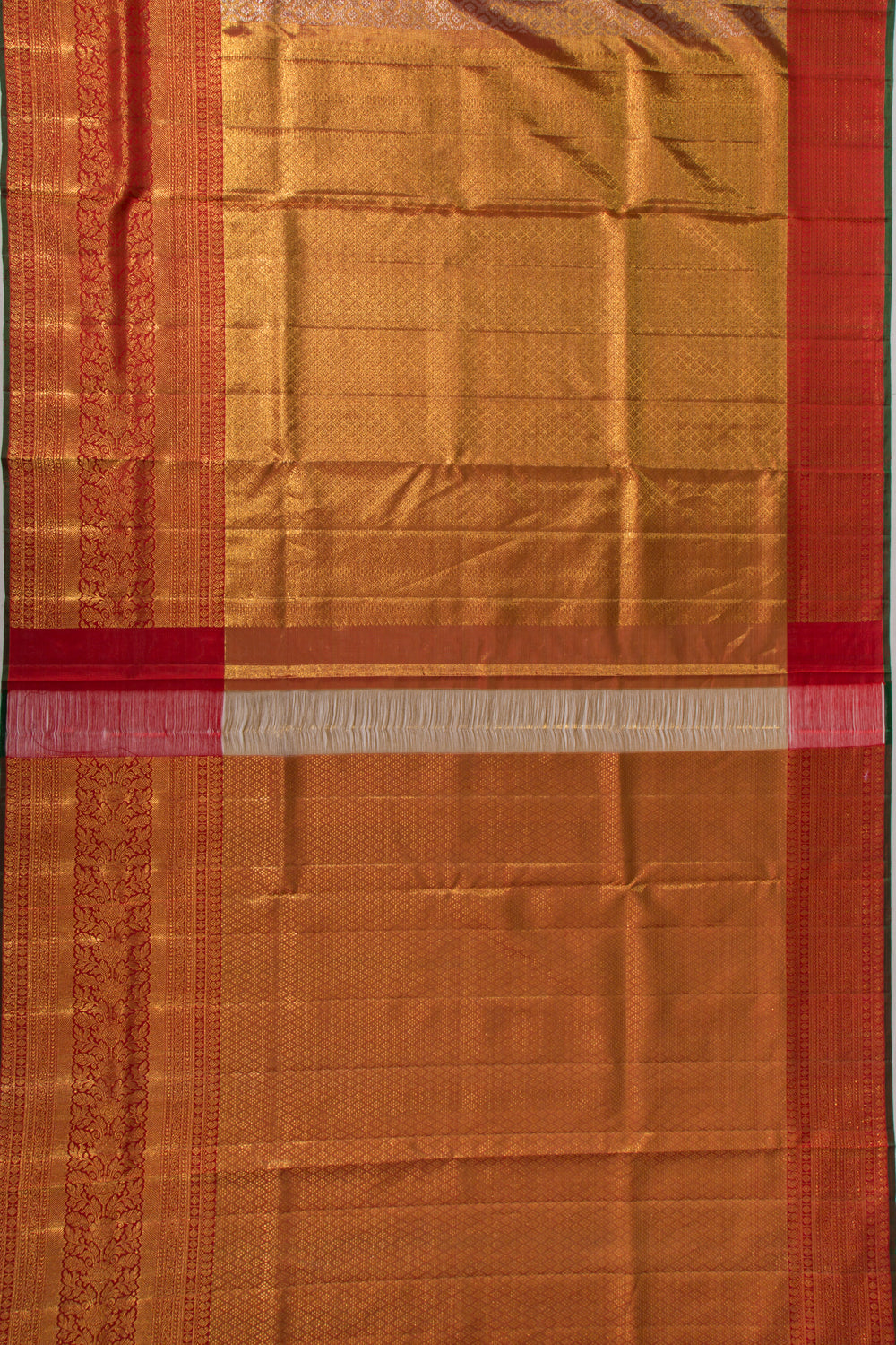 Kanchipuram Silk Tissue Brocade Orange Saree