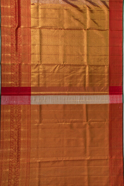 Kanchipuram Silk Tissue Brocade Orange Saree
