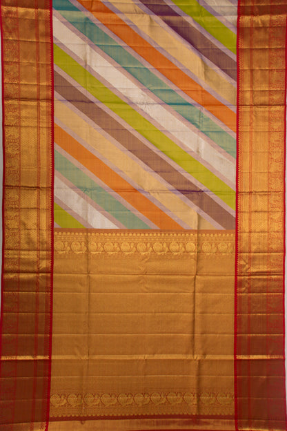 Kanchipuram Silk Tissue Rangkat Multicolour Saree
