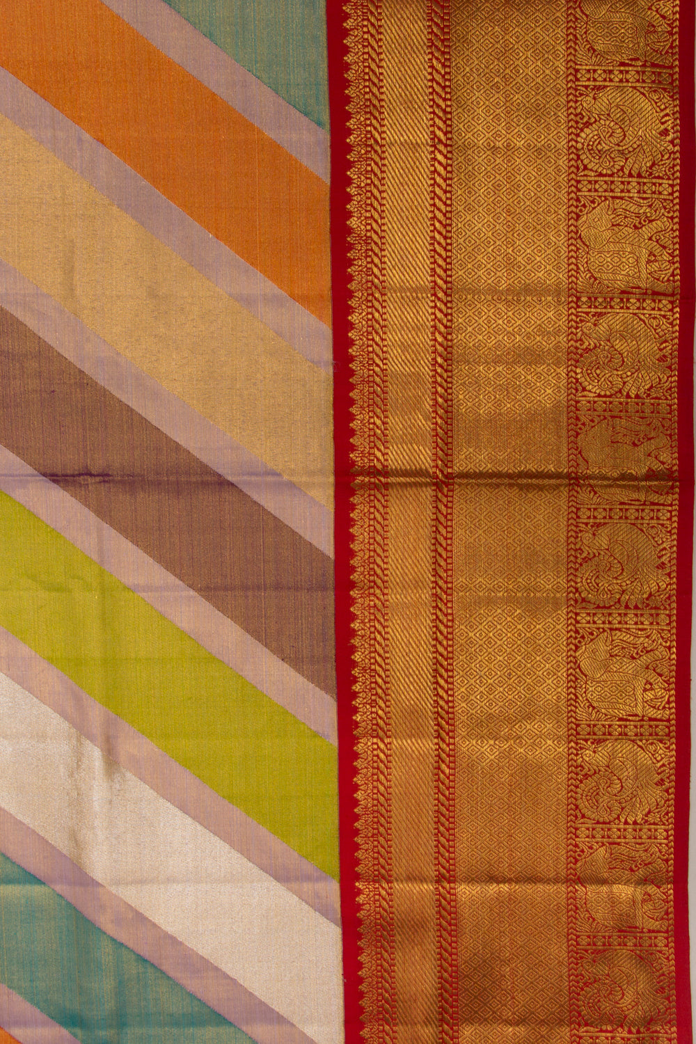 Kanchipuram Silk Tissue Rangkat Multicolour Saree