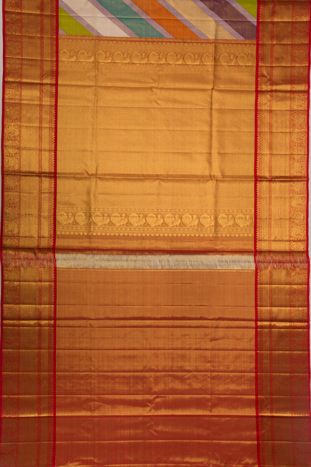 Kanchipuram Silk Tissue Rangkat Multicolour Saree