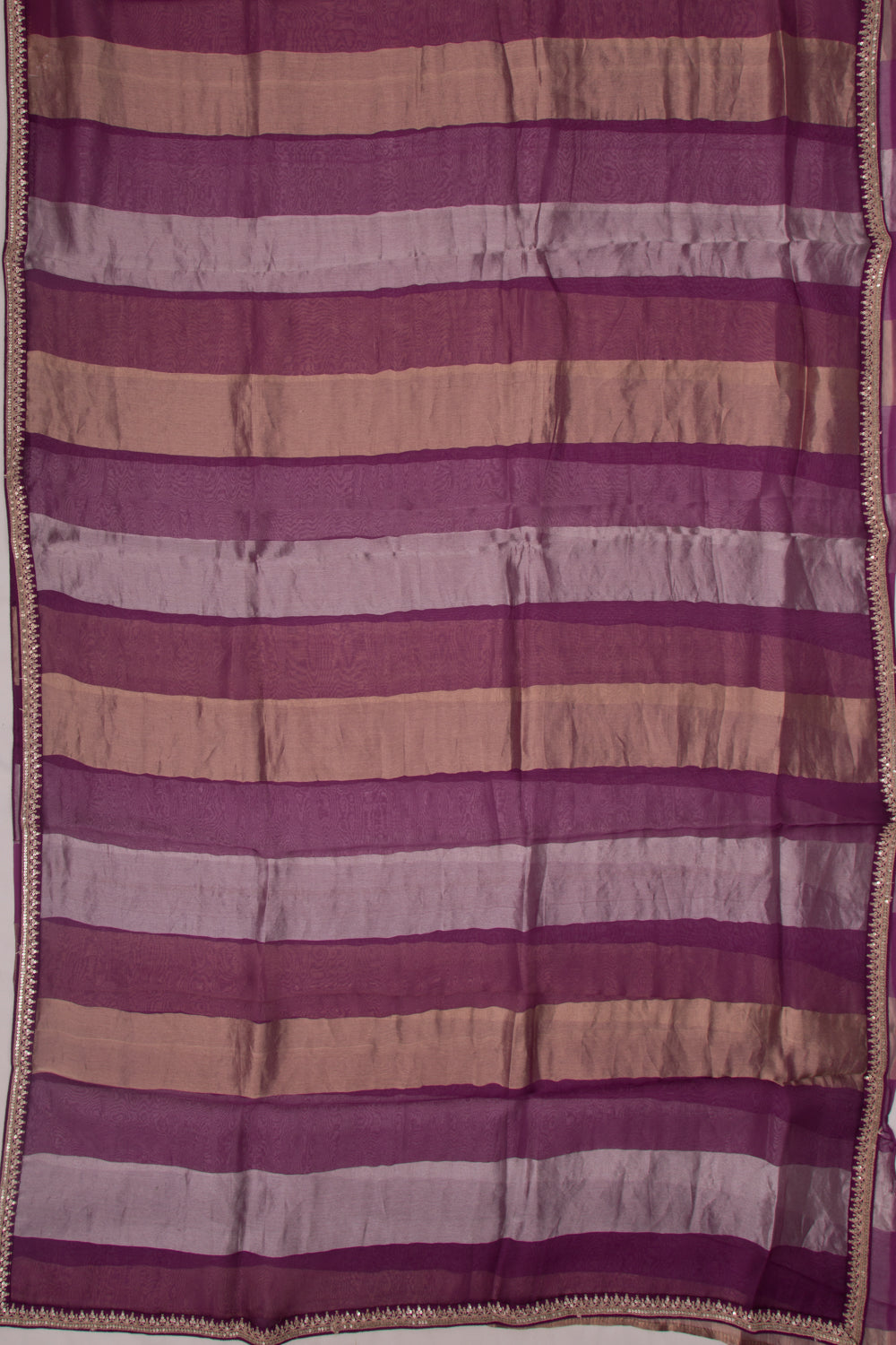 Organza Vertical Lines Purple Saree