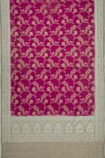 Banarasi Tussar Jute Jaal Purple Saree