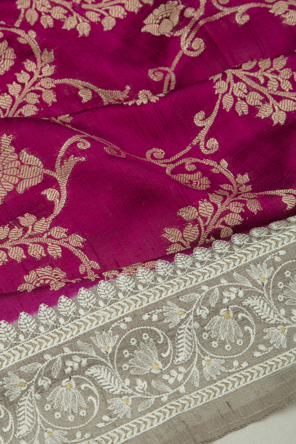 Banarasi Tussar Jute Jaal Purple Saree