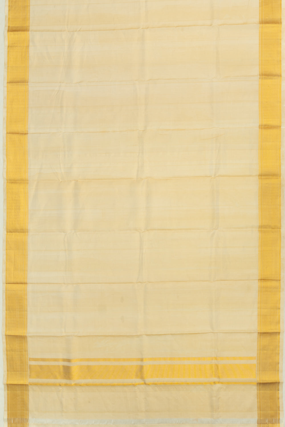 Kanchipuram Silk Tissue Plain Cream Dhoti And Kanduva