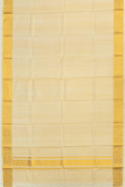 Kanchipuram Silk Tissue Plain Cream Dhoti And Kanduva