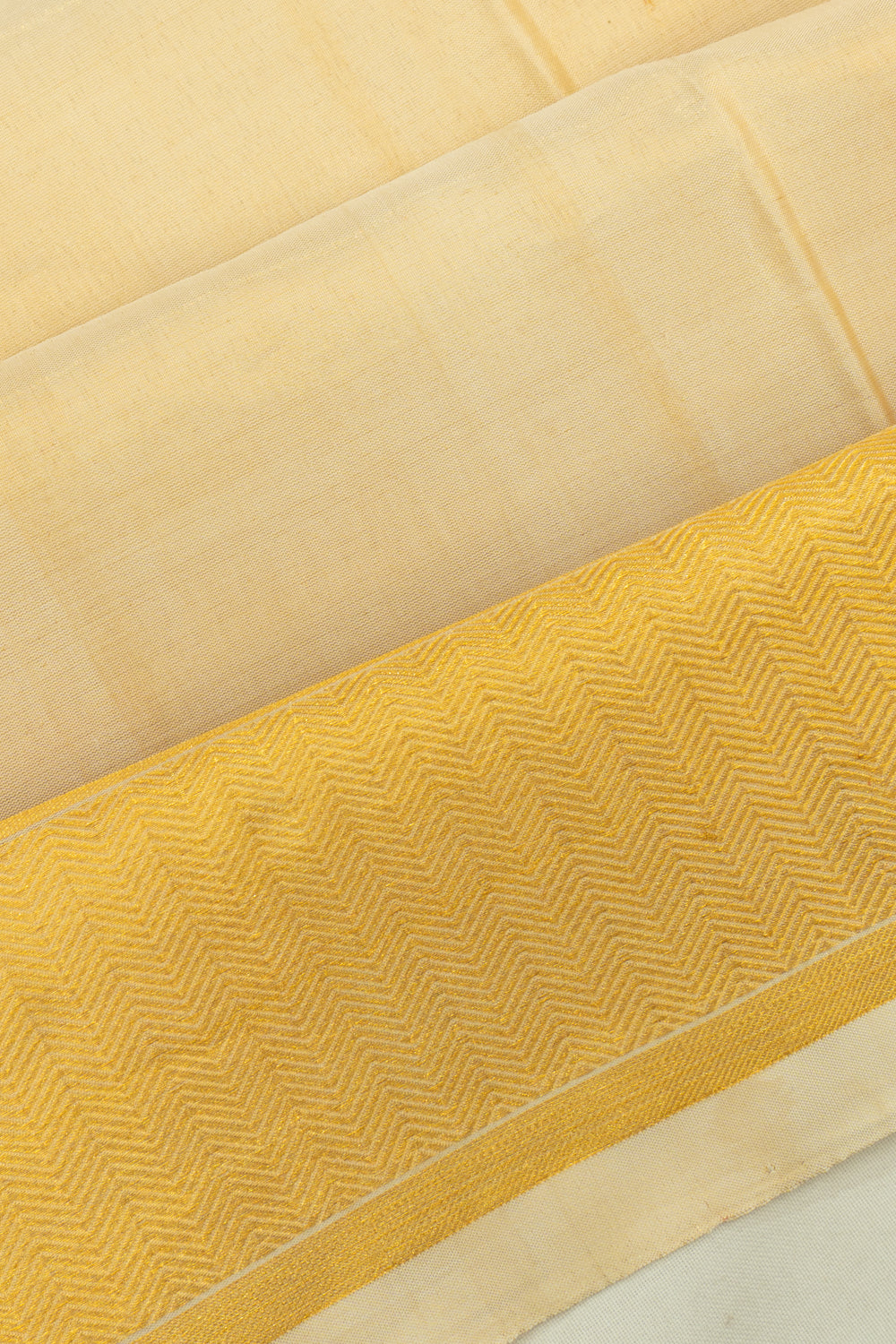 Kanchipuram Silk Tissue Plain Cream Dhoti And Kanduva