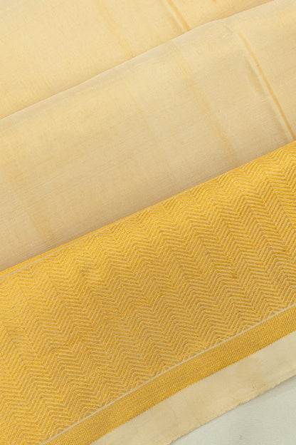 Kanchipuram Silk Tissue Plain Cream Dhoti And Kanduva