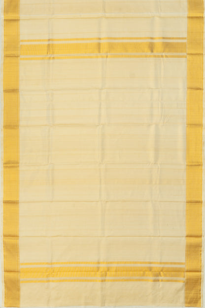 Kanchipuram Silk Tissue Plain Cream Dhoti And Kanduva