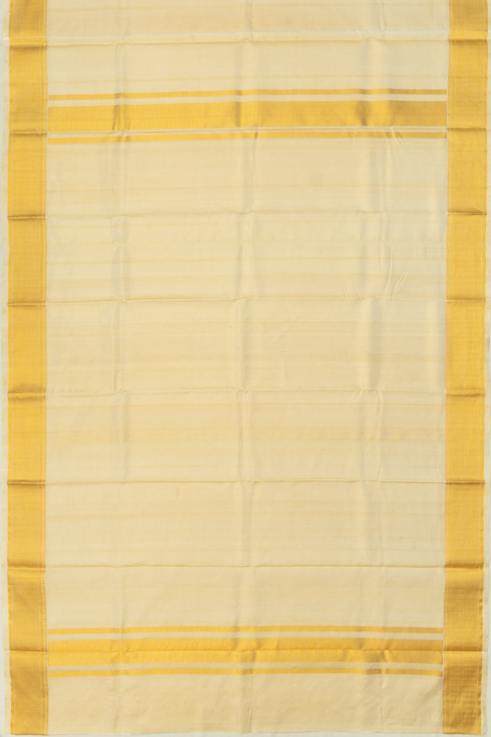 Kanchipuram Silk Tissue Plain Cream Dhoti And Kanduva