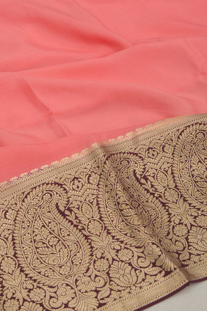 Binny Silk Plain Peach Saree
