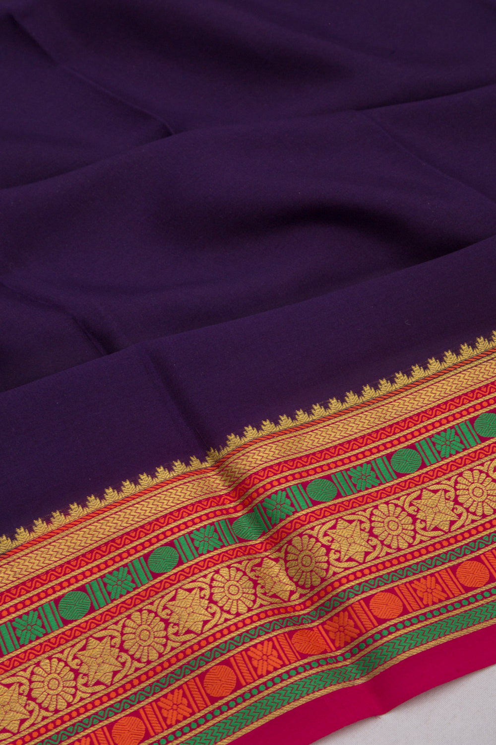 Binny Silk Plain Dark Blue Saree