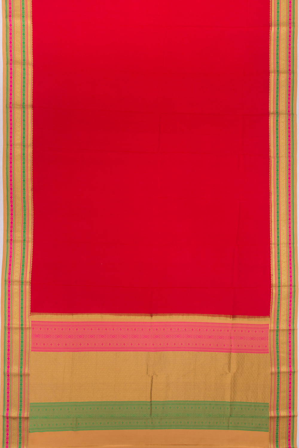 Binny Silk Plain Red Saree