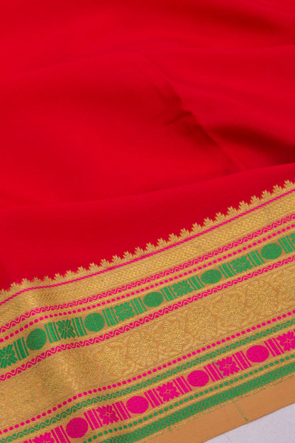 Binny Silk Plain Red Saree