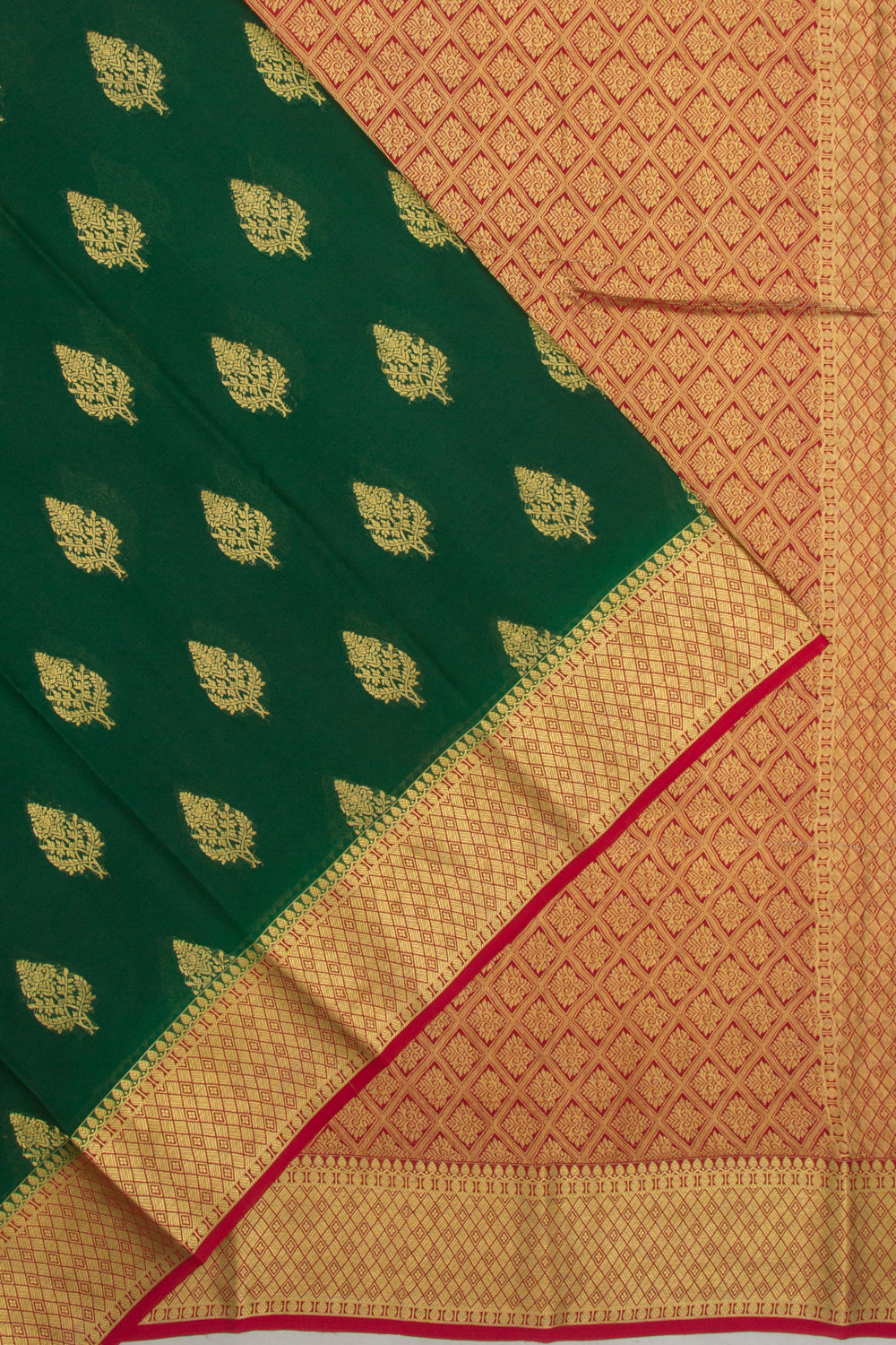 Binny Silk Brocade Bottle Green Saree