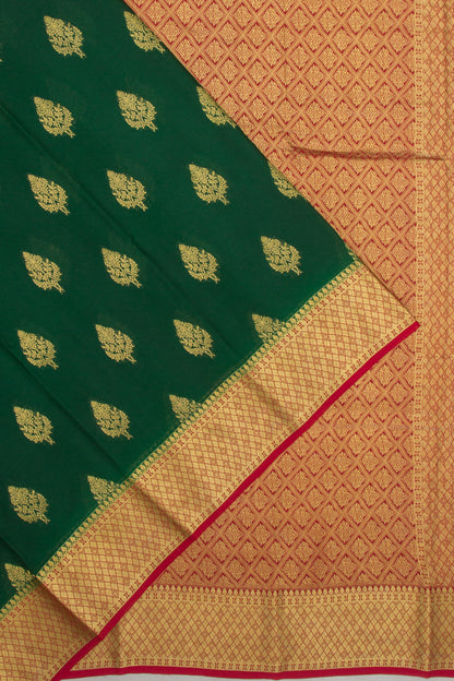 Binny Silk Brocade Bottle Green Saree