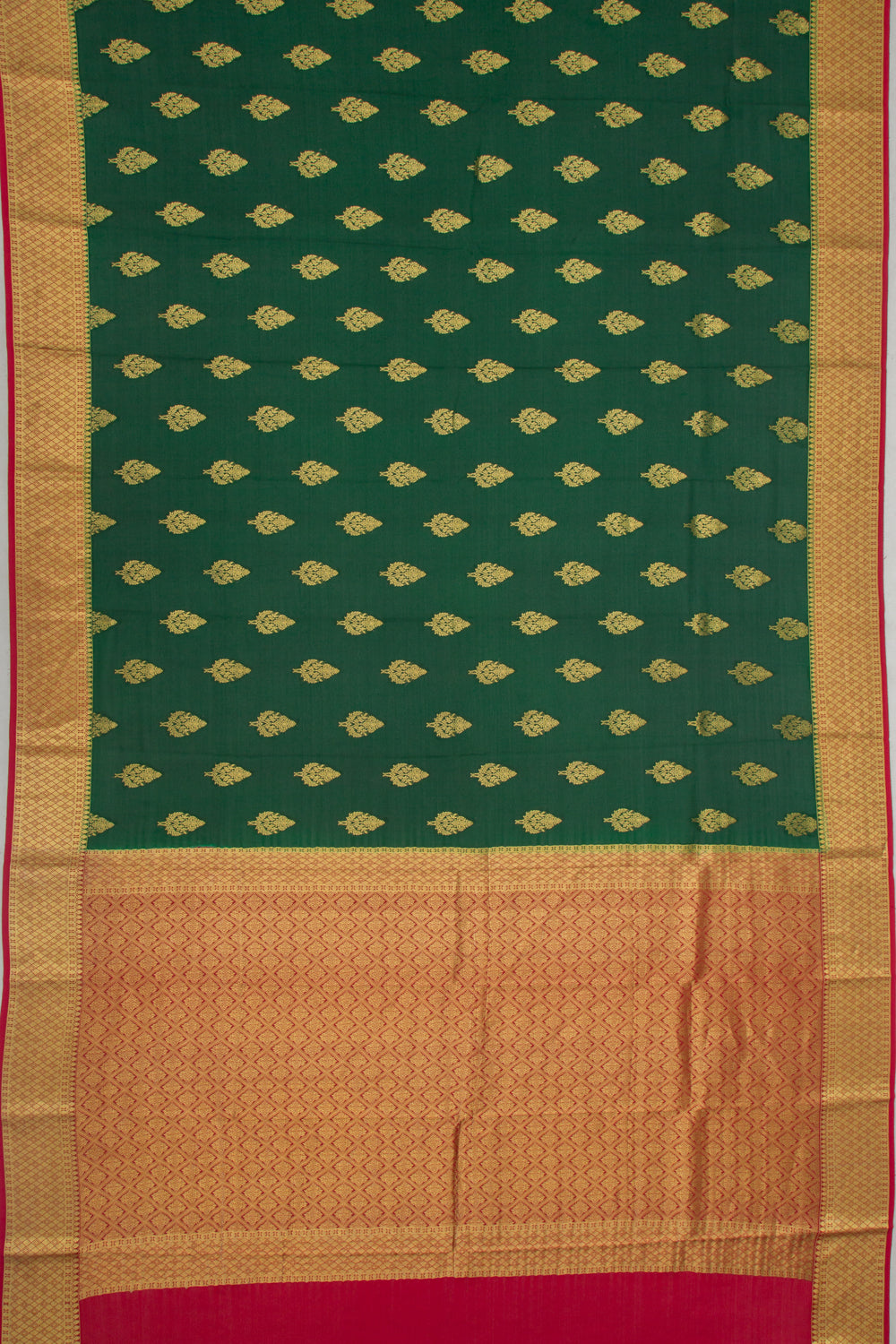 Binny Silk Brocade Bottle Green Saree