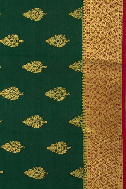 Binny Silk Brocade Bottle Green Saree
