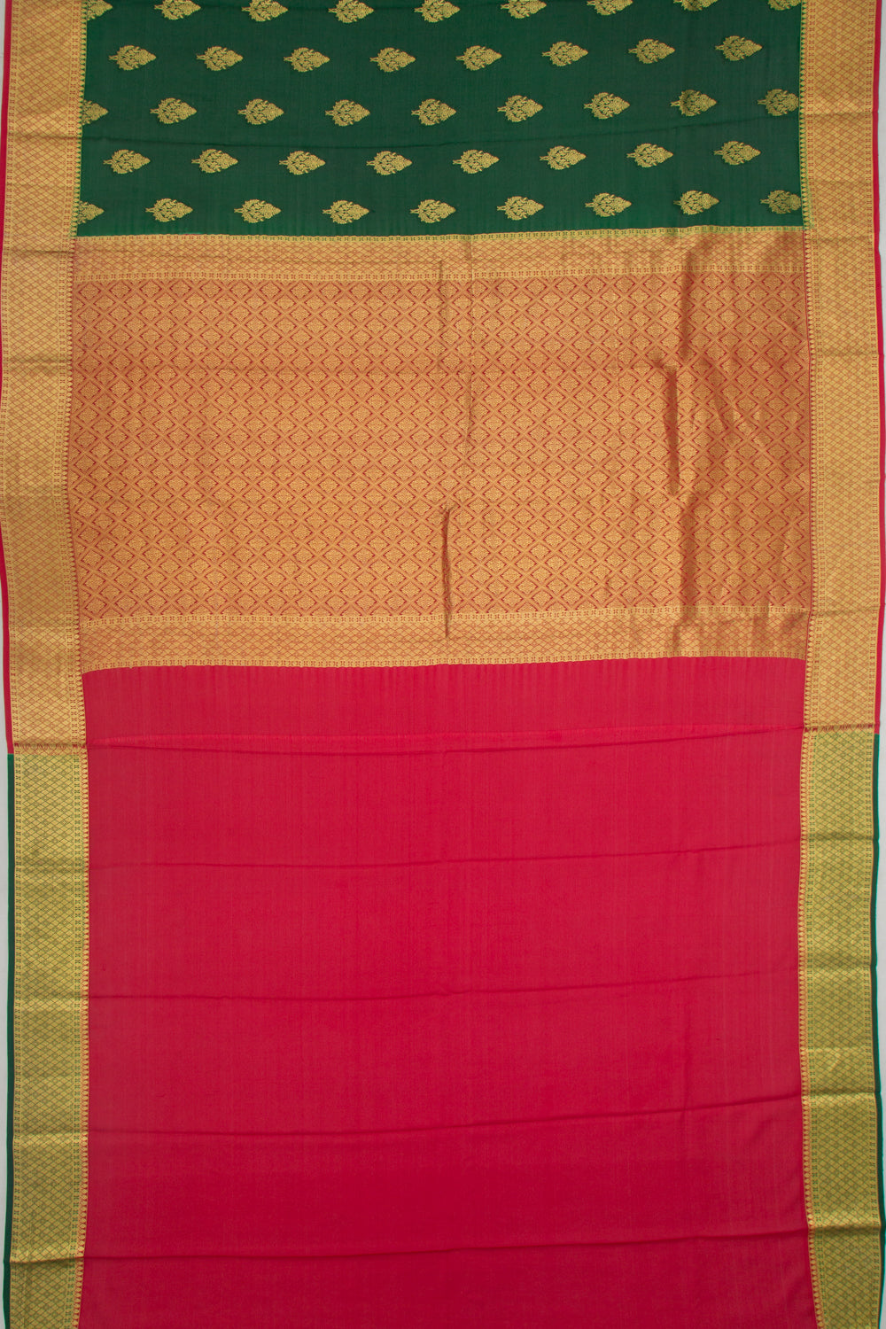 Binny Silk Brocade Bottle Green Saree