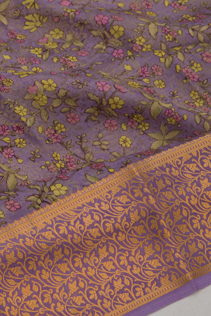 Binny Silk Printed Lavender Saree