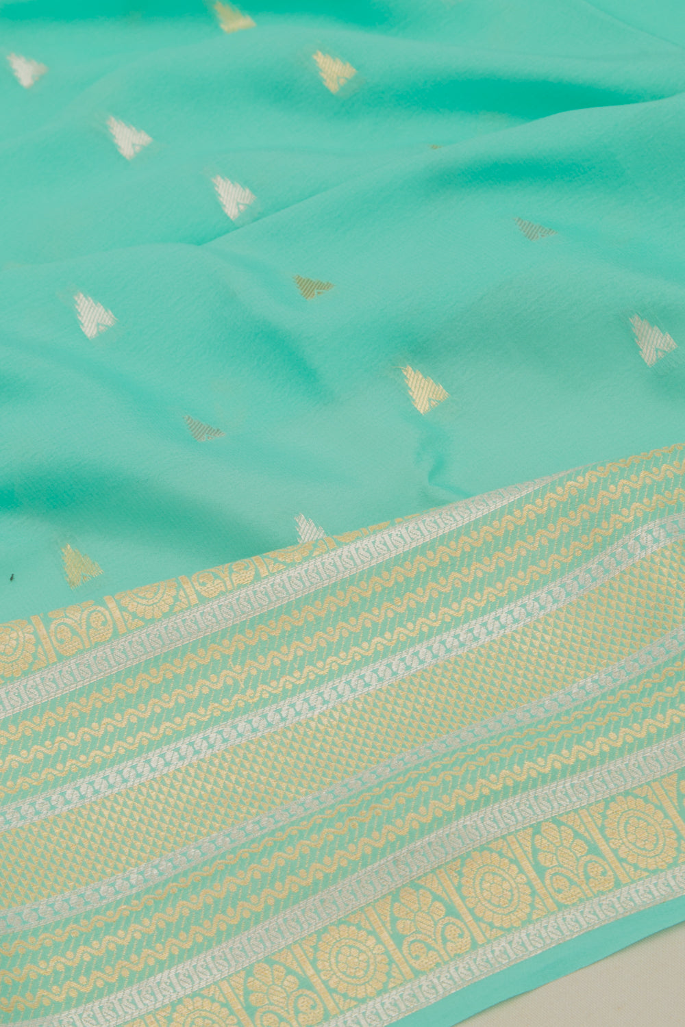 Binny Silk Brocade Sea Green Saree