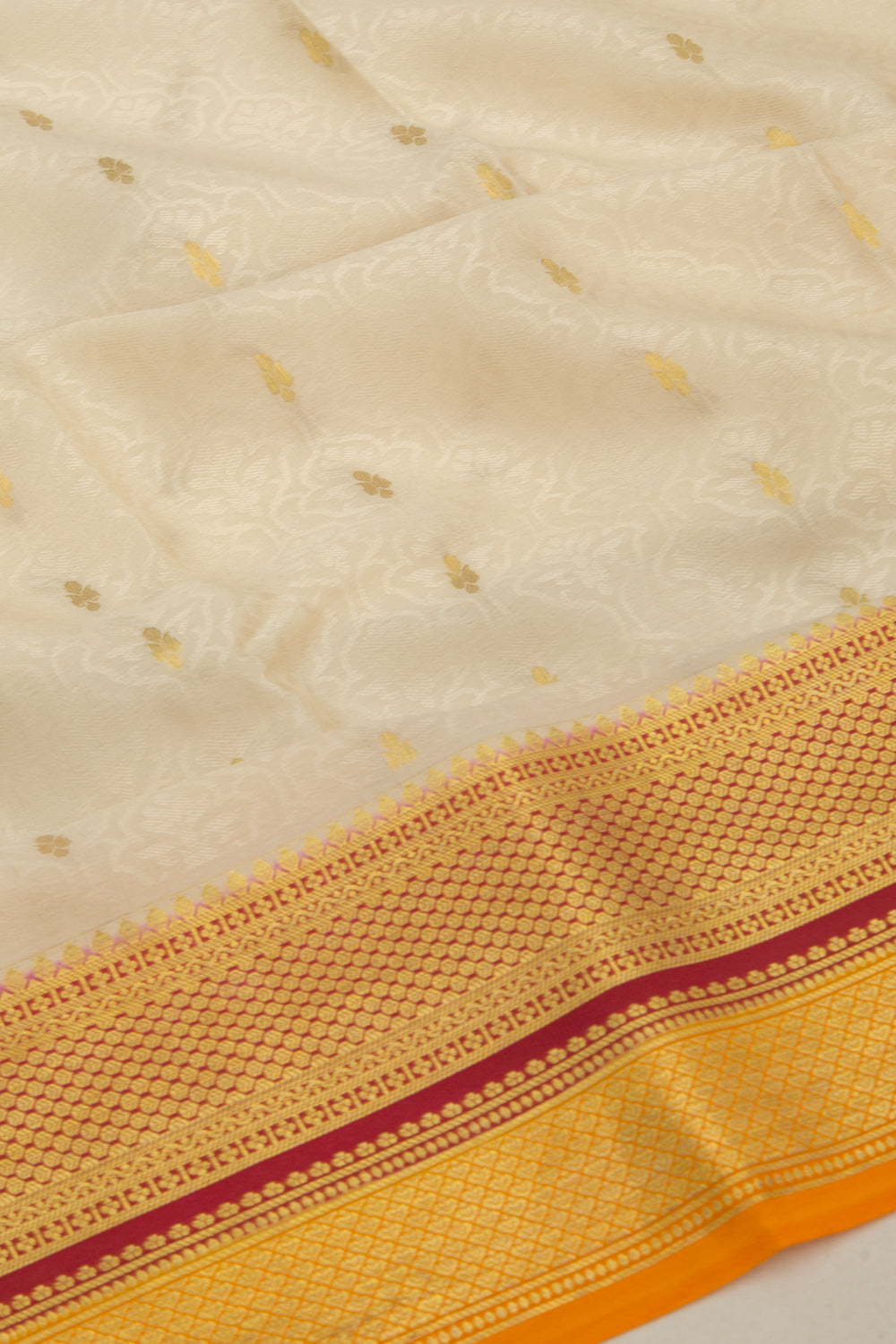 Binny Silk Brocade Cream Saree