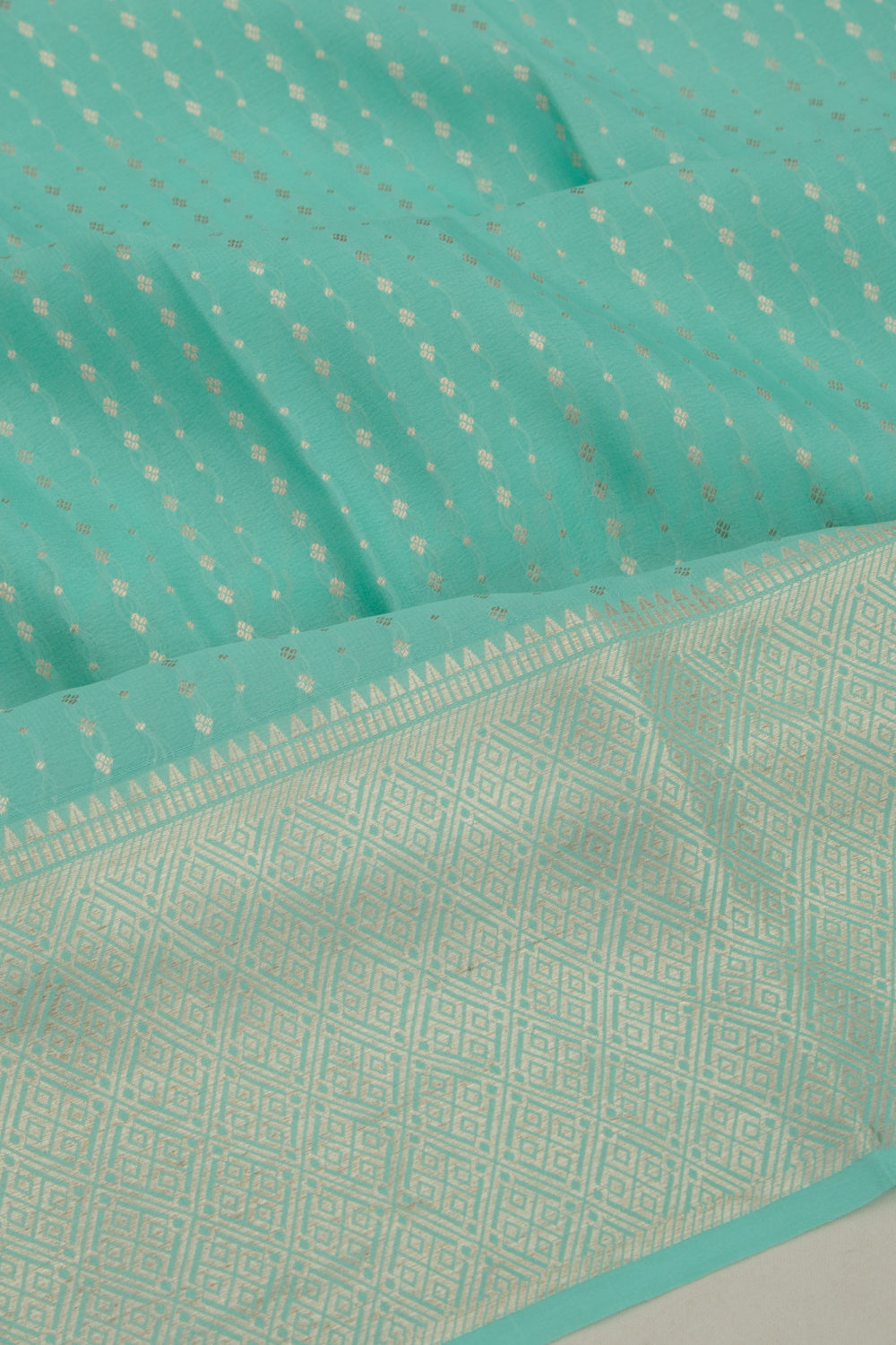 Binny Silk Vertical Lines Sky Blue Saree