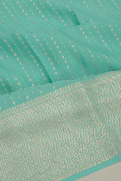 Binny Silk Vertical Lines Sky Blue Saree