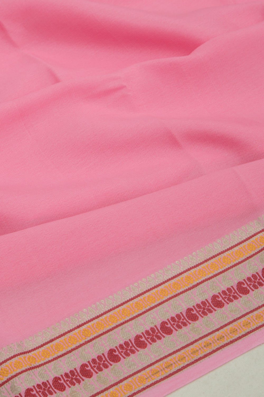 Binny Silk Plain Pastel Pink Saree