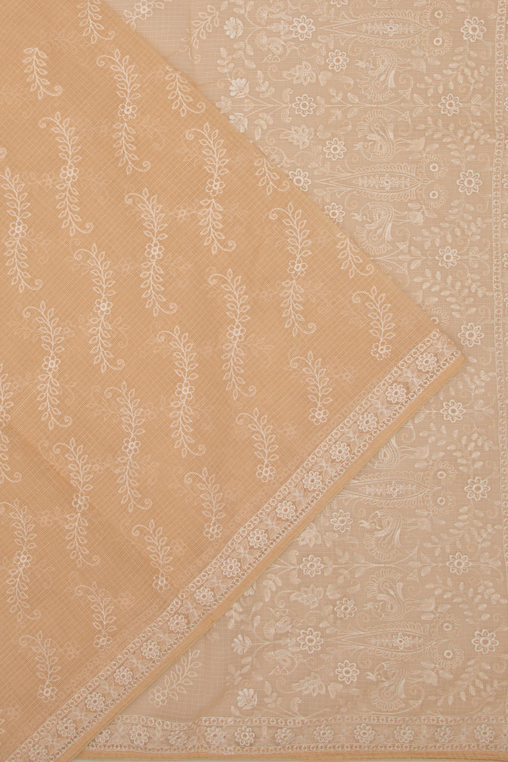 Kota Silk Brocade Pastel Orange Saree