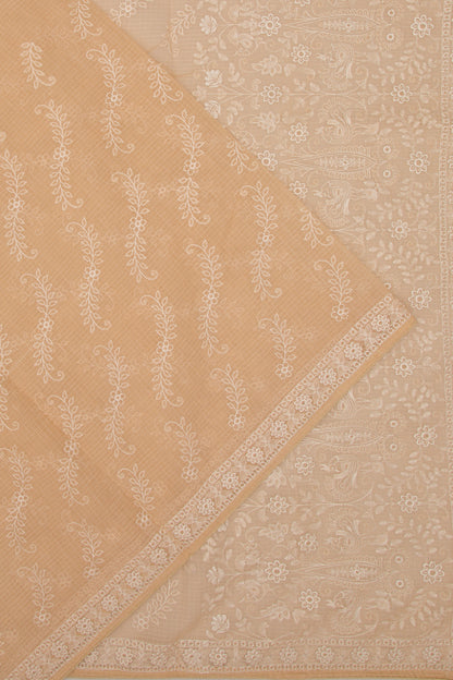 Kota Silk Brocade Pastel Orange Saree