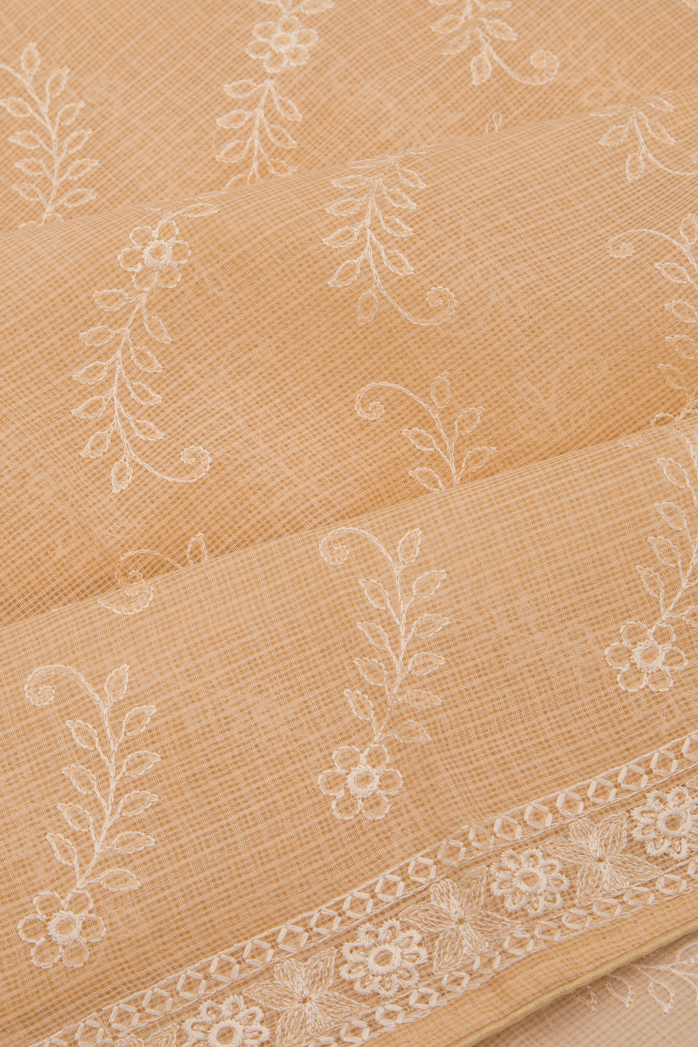 Kota Silk Brocade Pastel Orange Saree