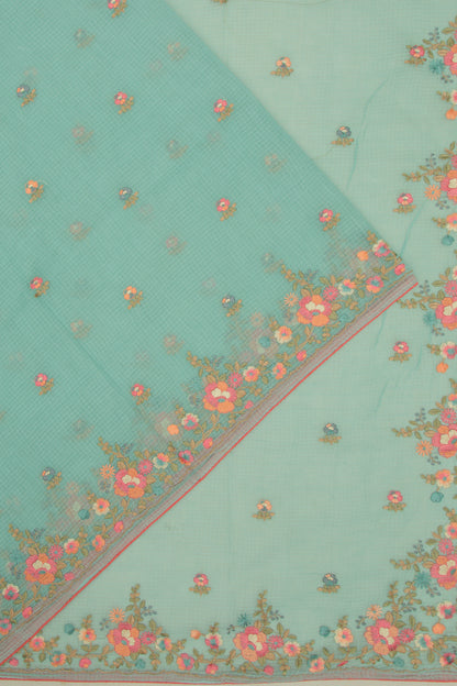 Kota Soft Silk Embroidery Butta Blue Saree