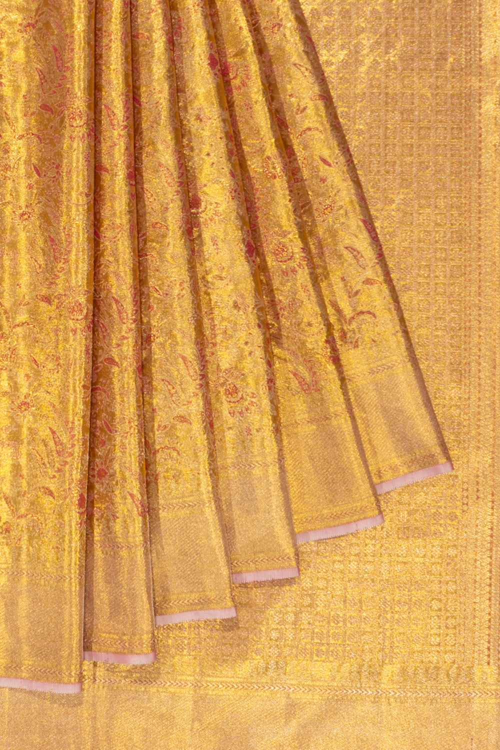 Kanchipuram Silk Tissue Brocade Gold Saree