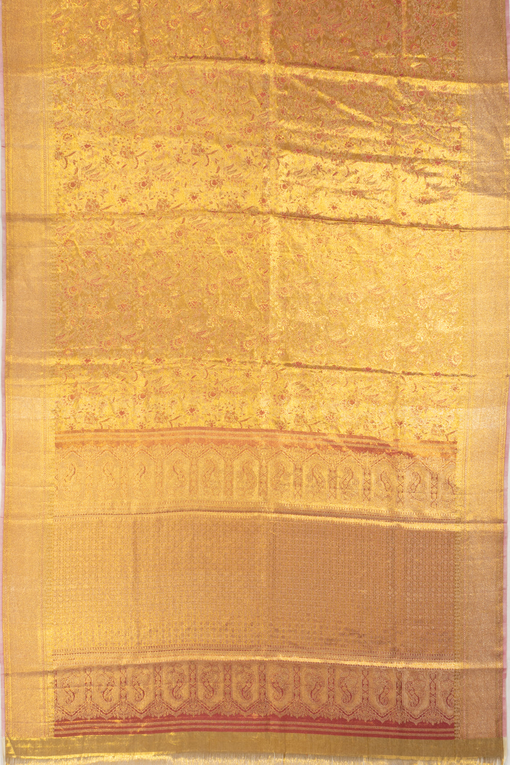 Kanchipuram Silk Tissue Brocade Gold Saree