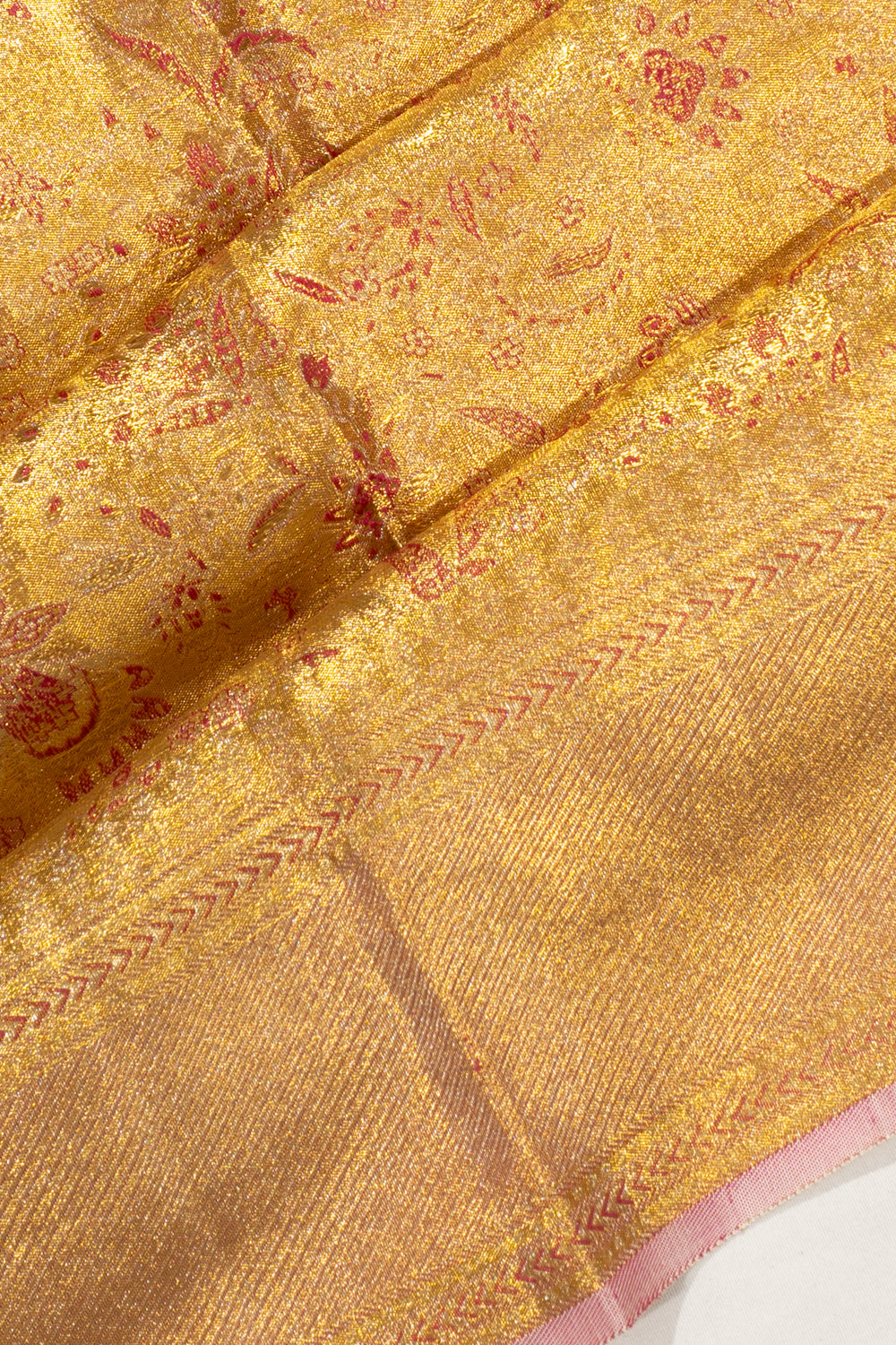Kanchipuram Silk Tissue Brocade Gold Saree