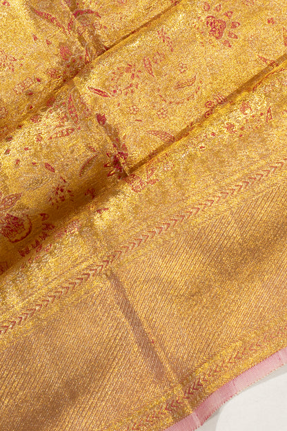 Kanchipuram Silk Tissue Brocade Gold Saree