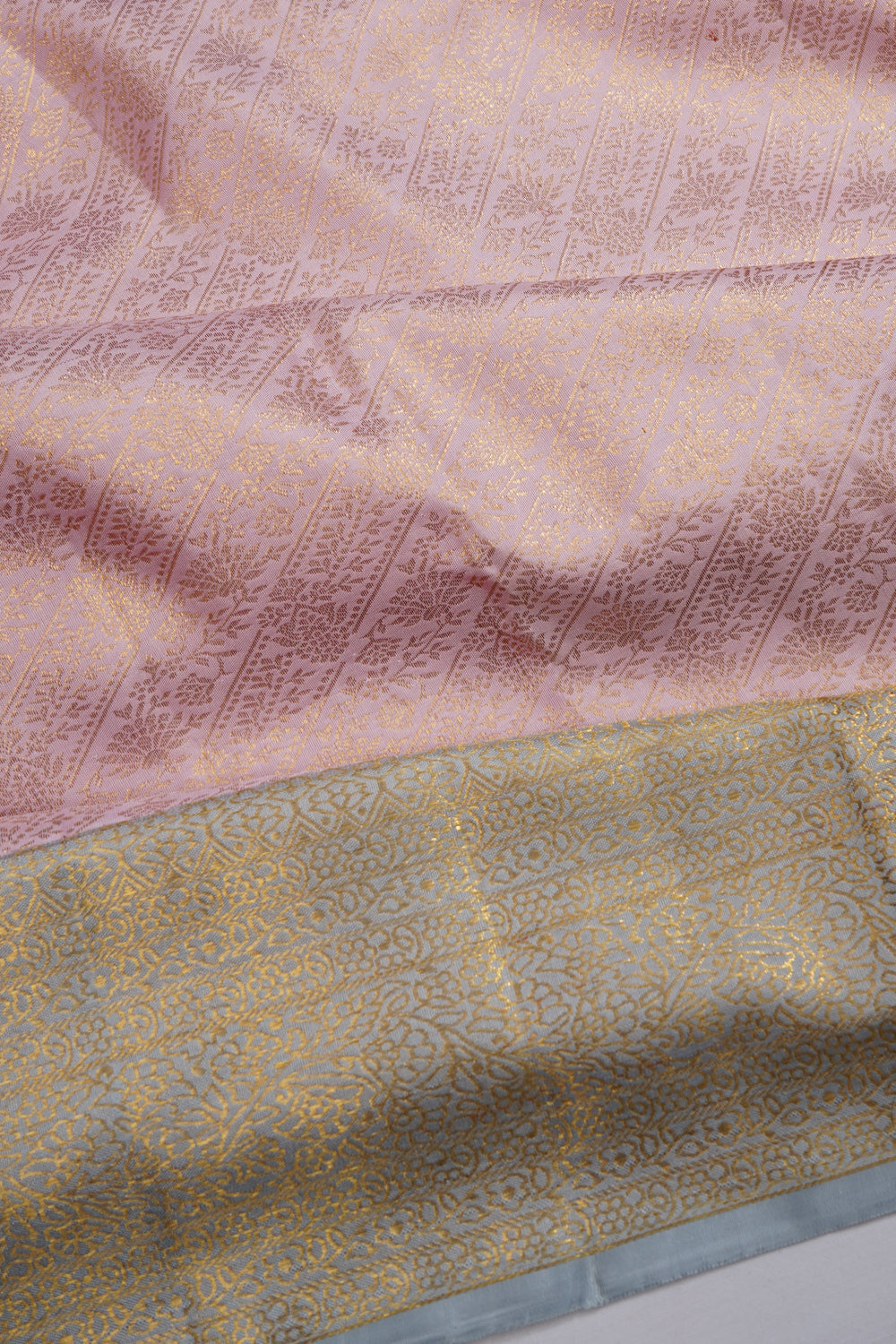 Kanchipuram Silk Brocade Baby Pink Saree