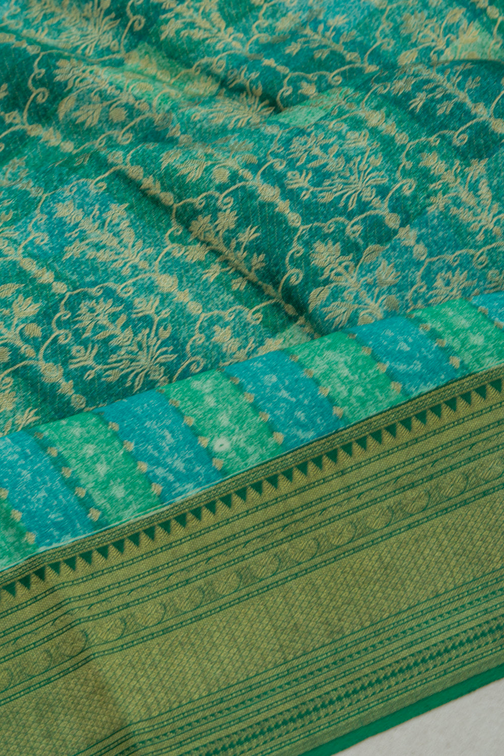 Binny Silk Brocade Green Saree
