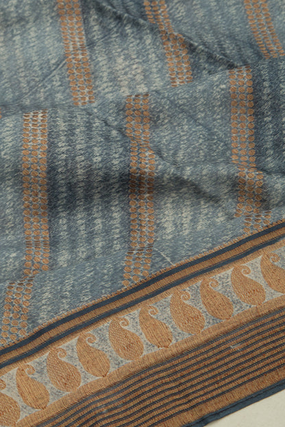 Banarasi Tussar Georgette Lines Grey Saree