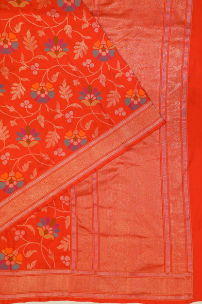 Uppada Silk Jamdani All Over Orange Saree