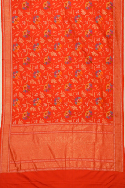 Uppada Silk Jamdani All Over Orange Saree