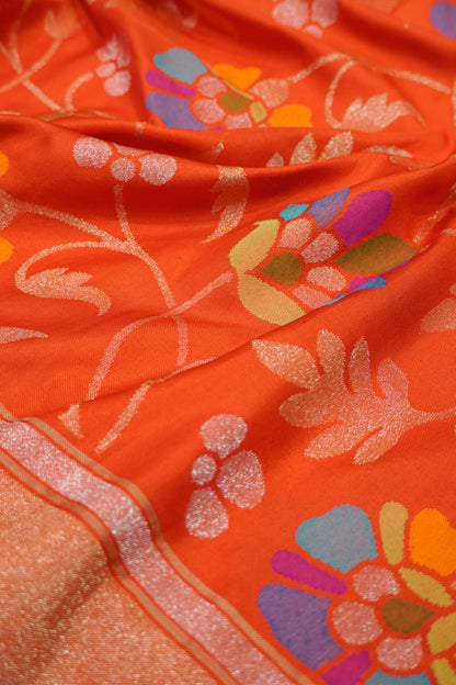 Uppada Silk Jamdani All Over Orange Saree