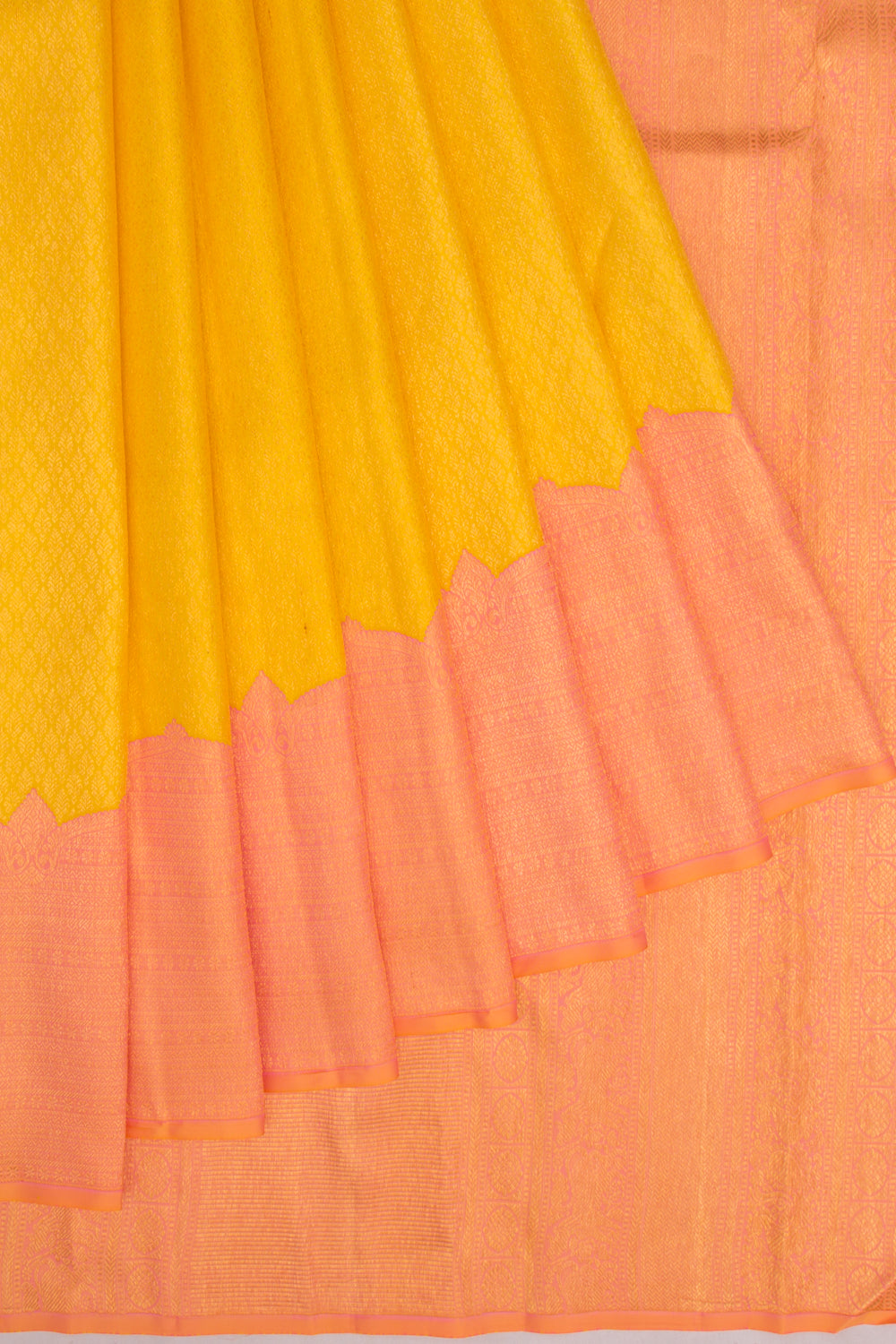Kanchipuram Silk Brocade Yellow Saree